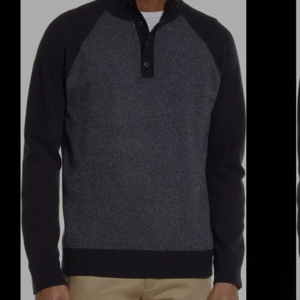 Vince Men's Birdseye Wool & Cashmere Henley Sweater size Large